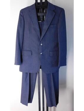 Vintage 1980s Wool Pinstripe 2-Piece Suit 40R Gray J.B. Britton for Fashion Bar